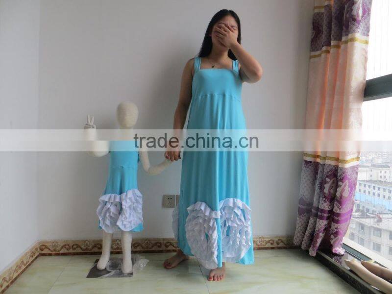QL-49 cotton material for mon and baby summer dress with big flower newest design 2016