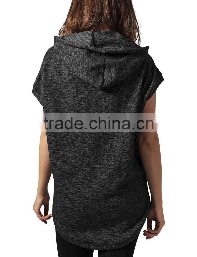 Ladies Melange Sleeveless PulloverTerry Hoody Jumper