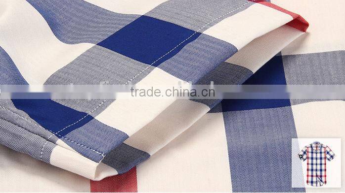 Latest design Egyptian cotton Italian short sleeve plaids plaids casual men shirt