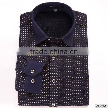 2016 the latest design 100% check casual dress dot printed shirt for men