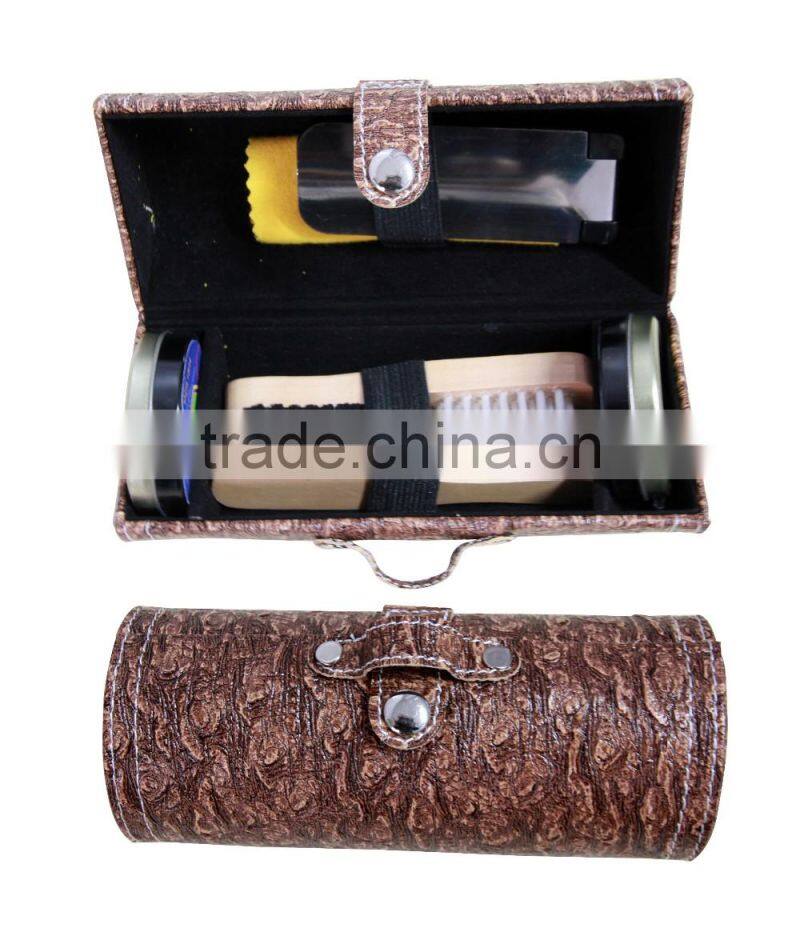 hot selling gentlemen's handware shoe care /polish/shine kit with PU bucket/bag