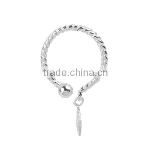 White Copper Cable Twisted Open Rings Silver Plated Pentagram Star Spiral