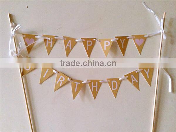 Vintage Cake Topper Cake Flags Baner/Bunting Engaged, Happy Birthday, Just Married