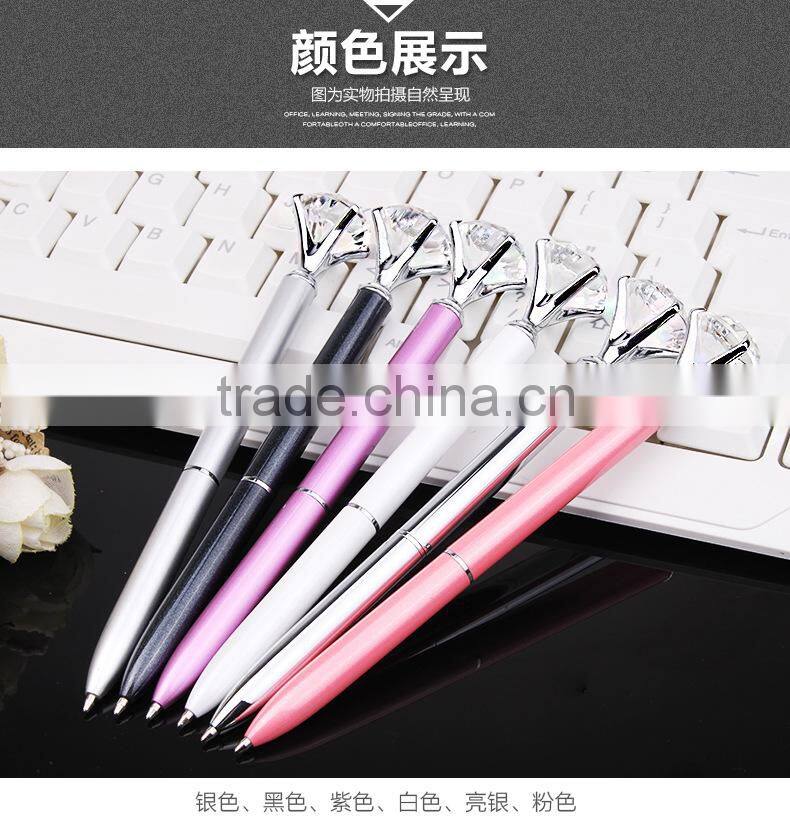 Hot sale high quality ball pen with diamond on top metal ballpoint pen