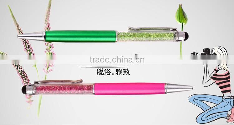 Crystal metal ball point pen touch screen pen for promotional gift