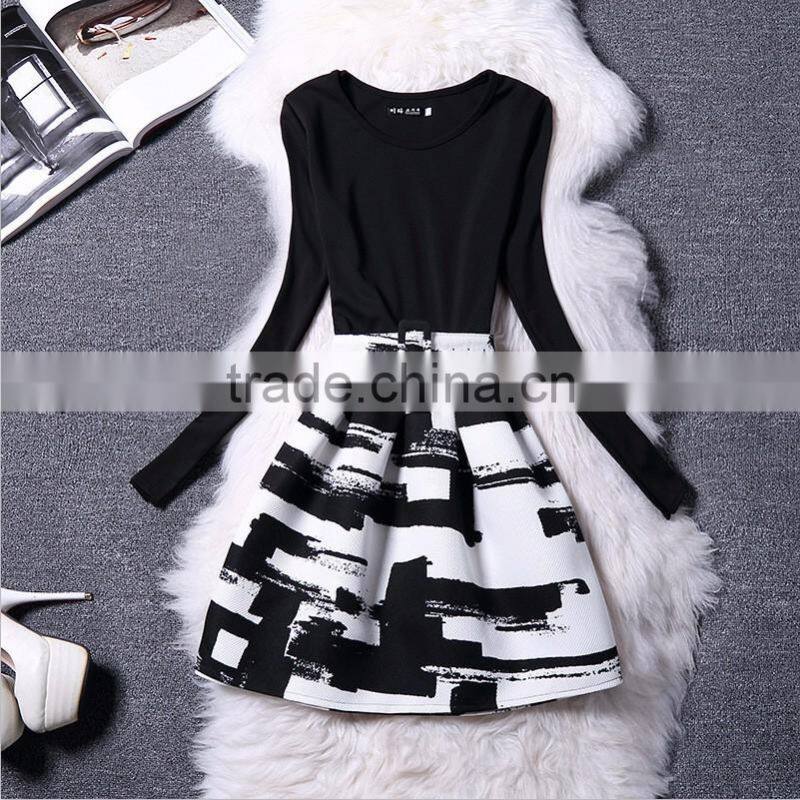 big girl long sleeve check dress/yisx young girl flower printed princess dress/new design girl holiday fashion dress