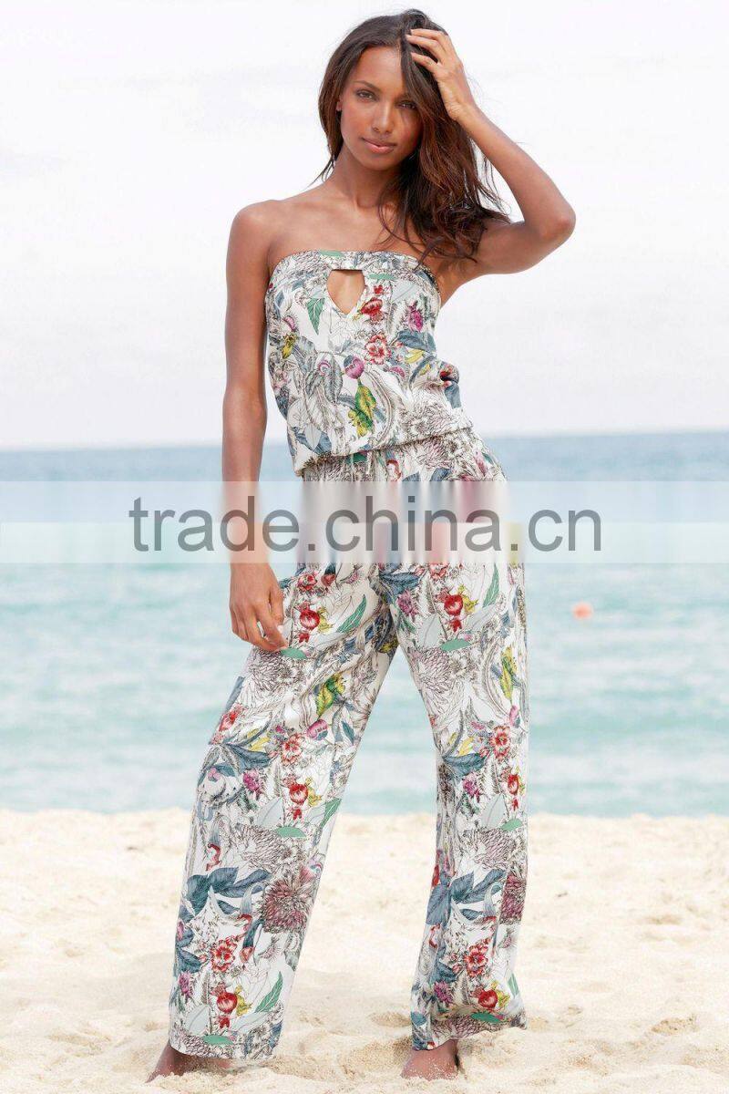 Brazil style floral printing 100% rayon harem jumpsuit