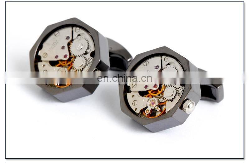 Exquisite Watch Movement Gear Gun Black Men Shirt Fashion Cuff Link