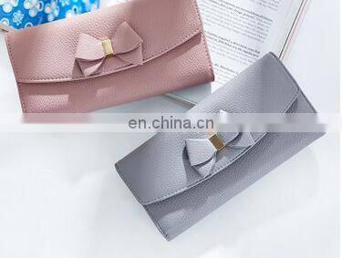 2017 New Arrival Clutch Wallets Bowknot Letter Solid Color Hasp Zipper Horizontal Long Wallet Female Zipper Hasp coin Bag