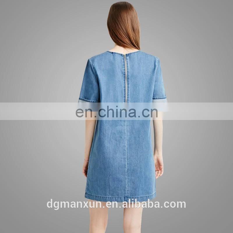 Fashion Style Denim Shift Dress Cowboy Women Tops 2016