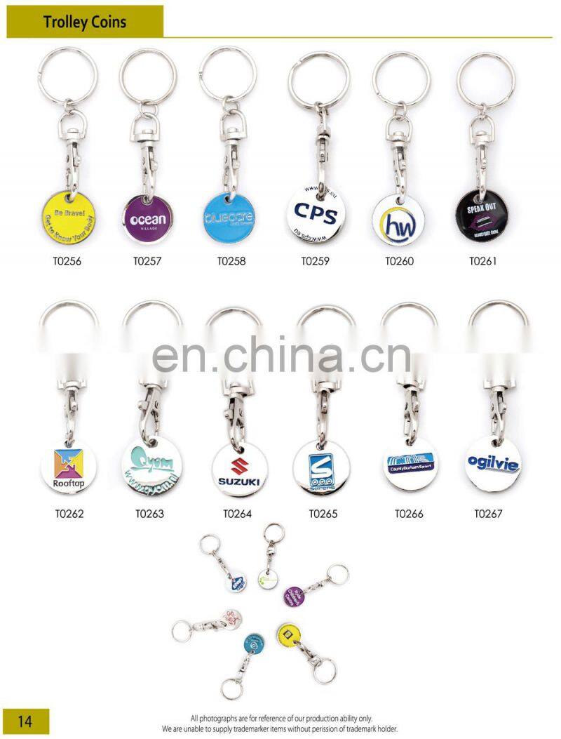 customized convenient carrying hot sale shopping trolley coin keychain