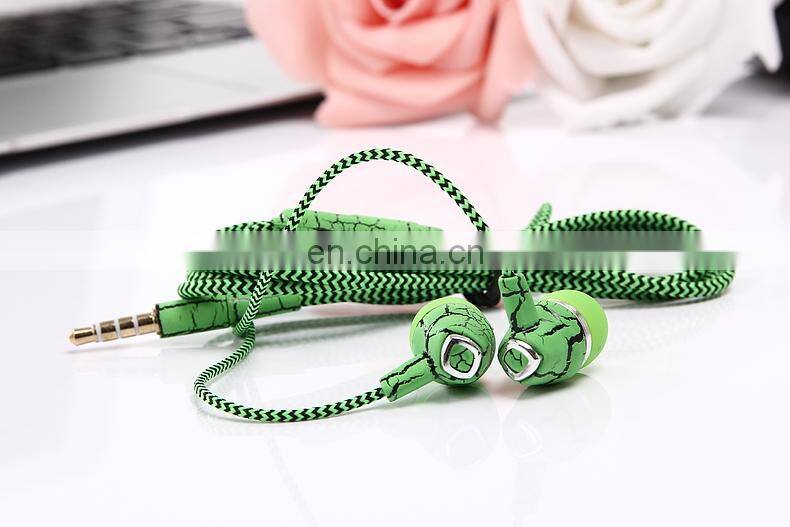Crackle Wired Earphones 3.5mm Serpentine Braided Cable Headset With Mic for Intelligent Mobile Phone