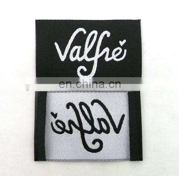 China supplier satin woven label tag center fold garment woven label