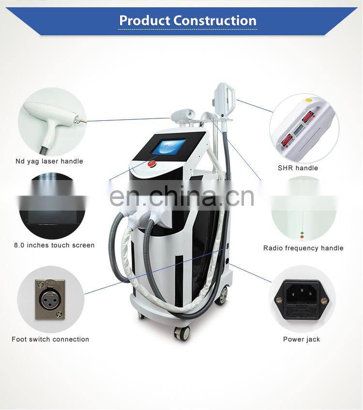For spa OPT + Fractional RF + Nd Yag Laser 3 in 1 Skin Tightening Tattoo Removal Permanent Hair Removal for men