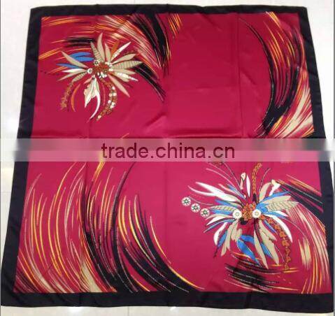 Newest 2016 printed 110*110cm silk square islamic headscarf;muslim scarf