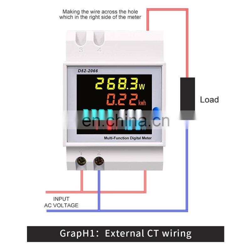 D52-2066 6IN1 AC monitor 110V 220V 380V 100A Voltage Current Power Factor KWH Electric energy digital Frequency meter VOLT AMP