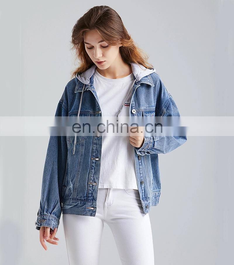 Factory Stock lot women denim jacket good quality jean jackets hooded ladies fashion tops