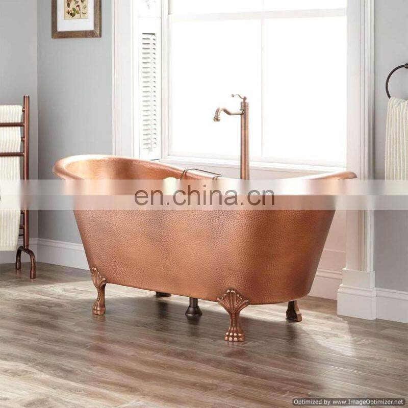 copper hammered round shiny sink