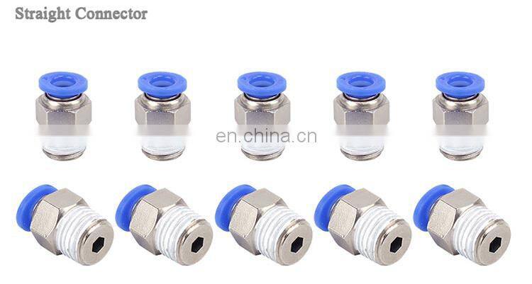 SNS SPC8-N02 8mm Tube OD x 1/4 NPT Male Straight Nickel Plated Brass Push to Connect Pneumatic Fittings of 10 PCS