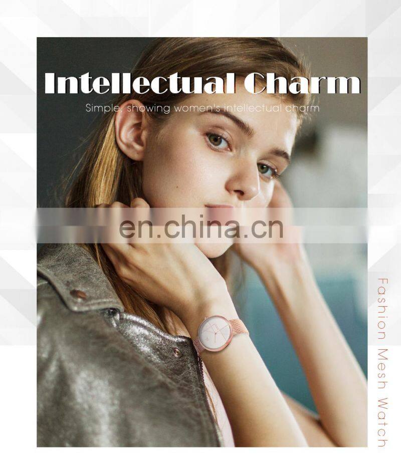 SHENGKE Ladies Watch SK Watch K0105L Business OL Feel Handwatch Geometric Design Gold Ultra Wristwatches