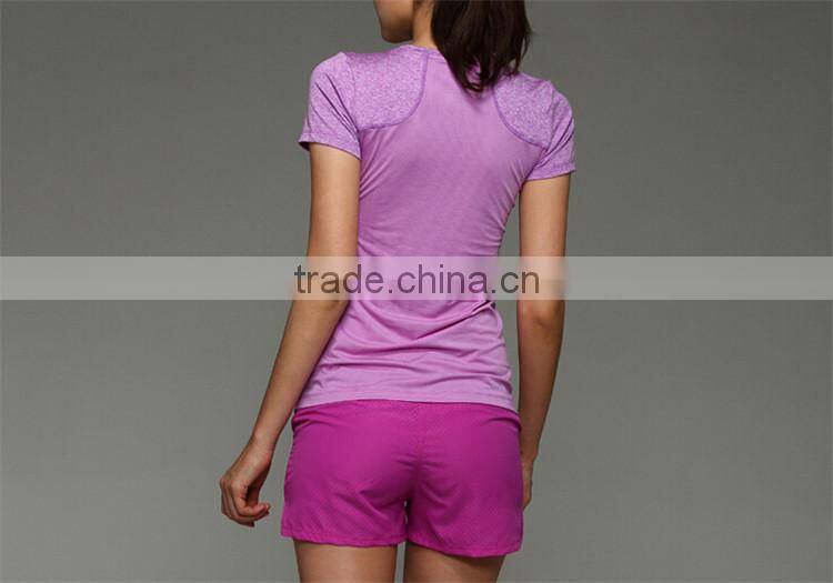 88% polyester 12% spandex women gym clothing t-shirts