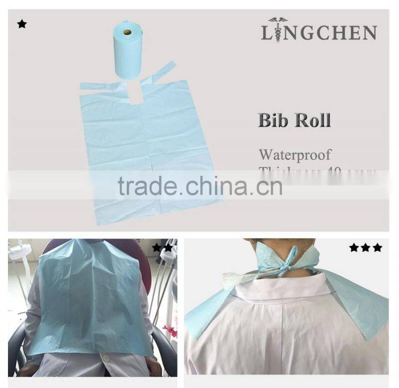 High quality Dental disposable package set have colorful waterproof dental bib,mouth mirror , probe, tweezer