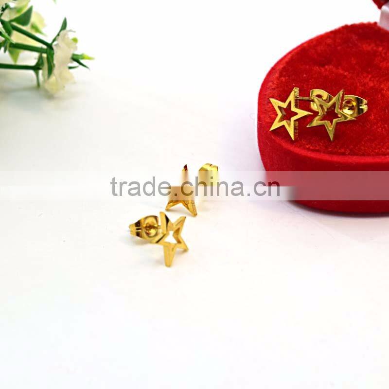 stainless steel jewelry gold plate cheap star stud earrings