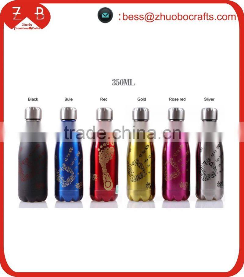 Wholesale Eco-friendly double wall stainless steel water bottle,creative cola-bottle cacuum bottle