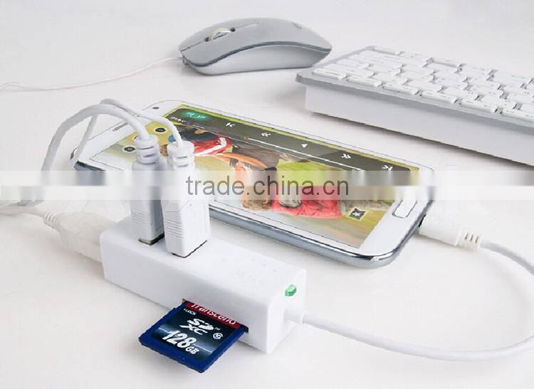 Portable Micro USB OTG Card Reader USB & 3 Port USB Hub
