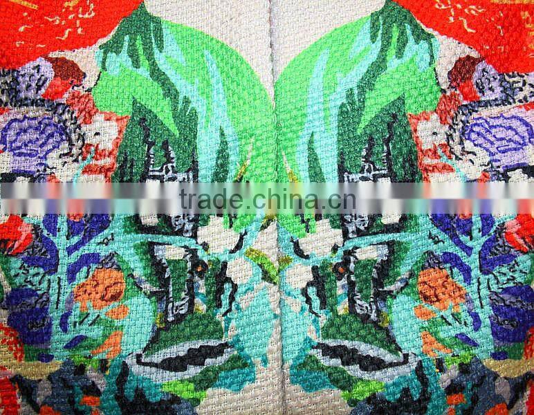 2014 Autumn & Winter High-end runway woolen plus size parrot printed coat women