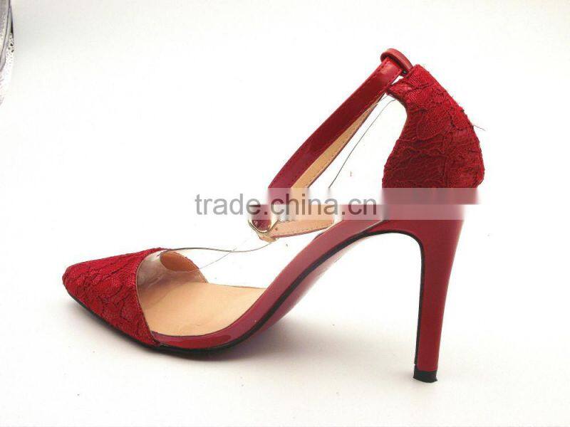 women heels pointed toe fancy lace high heels Buckle Strap elegant shoes