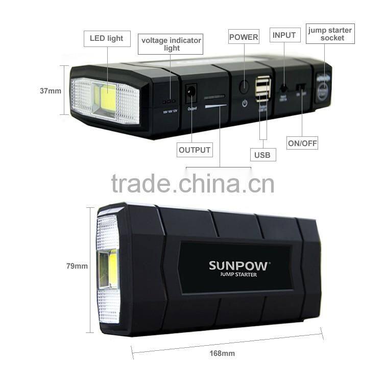 SUNPOW 13,600mAh super power bank portable 12V gasoline and diesel Li-polymer car jump starter booster