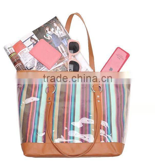 Laminated zipper canvas tote bag