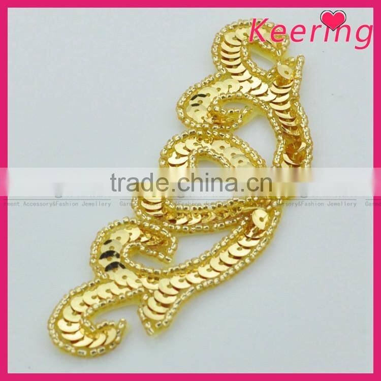 super poular dress accessories heart design beads patch WRAB-005