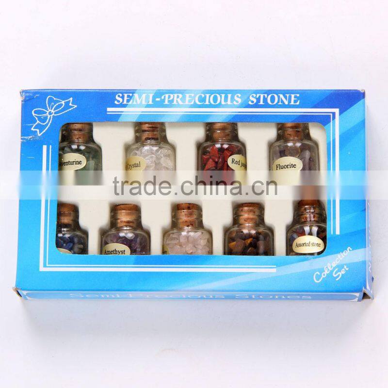 Double wishing glass bottle loose chip tumbled stone beads for jewelry