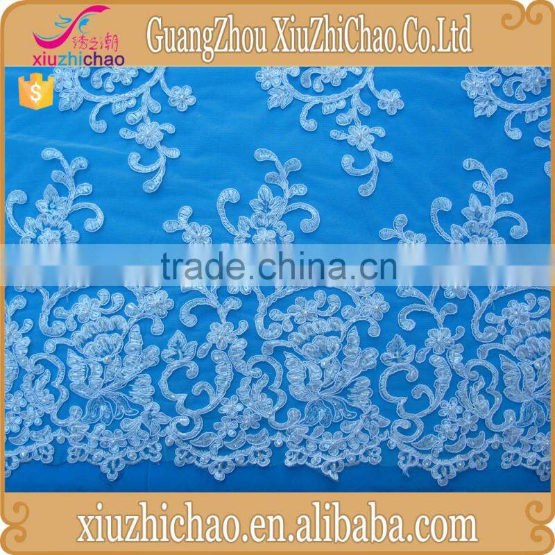 ZP0017-MK165 Ivory Exquisite Wedding Dress Bridal Corded Handmade Beaded Lace Fabric