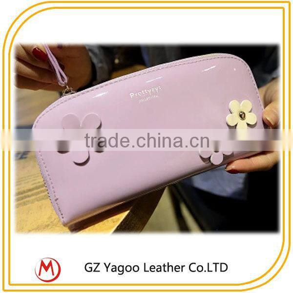 High Quality Fashion Women Lady leather travel wallet with flower