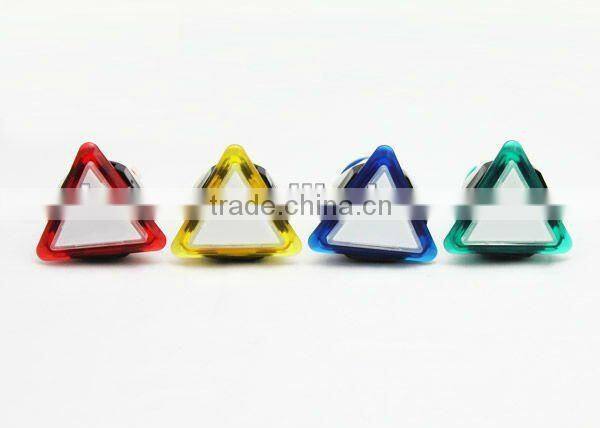 Large game accessories triangle green plastic push button switch electric pushbutton switch with light