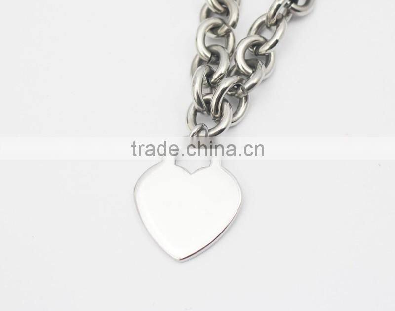 Top Quality Stainless Steel Chunky Chains Heart Necklace