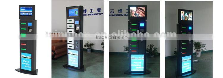 Remote advertising Phone Charging Station LCD advertisement display phone charging station locker APC-06A