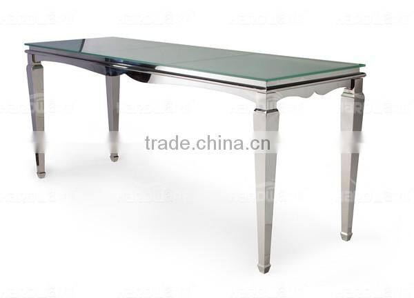 glass saquare banquet table for wedding , wholesale stainless steel dining table