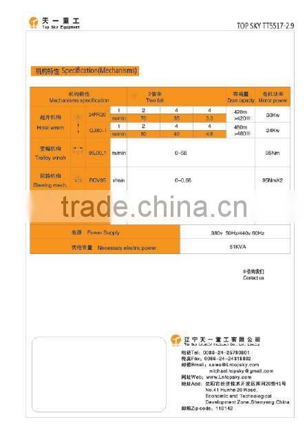 TT5517-2.9 JOST Type Topless Tower Crane