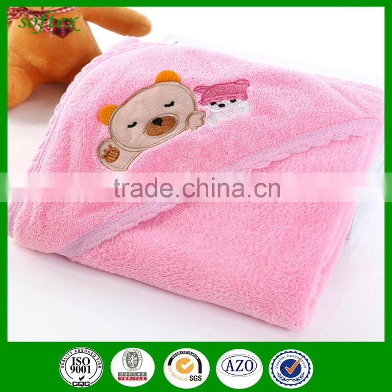Baby hooded coral fleece Receiving Blankets
