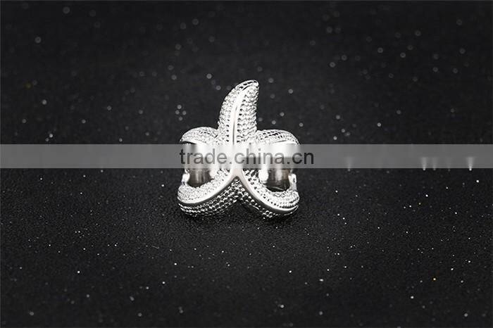 Cheap fashion jewelry zinc alloy metal starfish finger ring for women