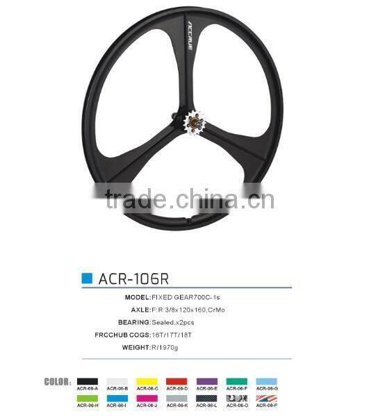 2016 fixie gear wheelset 700c alloy bike colorful aero spoke wheel Bicycle wheel set*