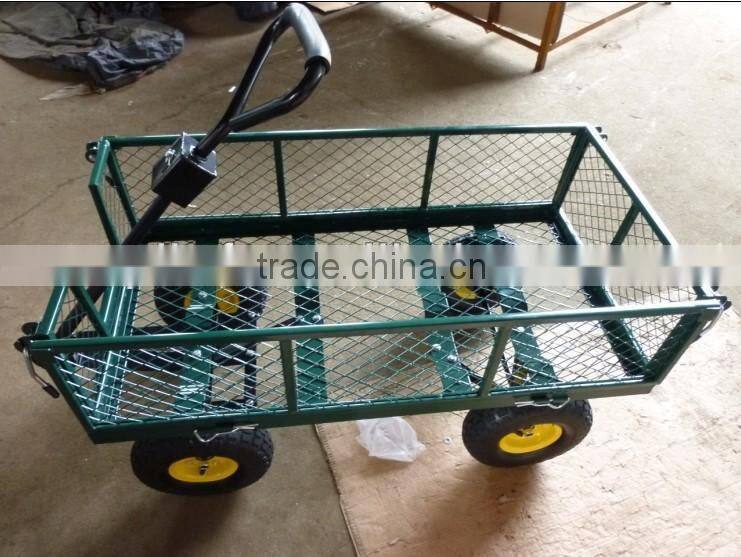 steel Heavy Duty Utility Wagon Lawn Cart Yard Crate Garden Supplies Blue