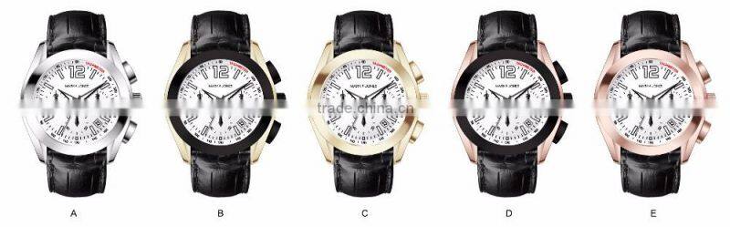 Sports Leather band rose gold multifunction chronograph men watches