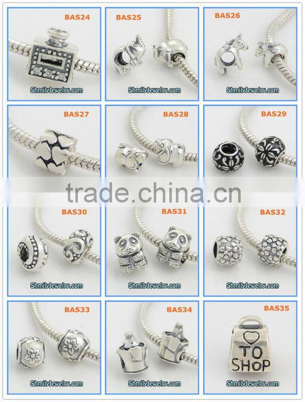 Wholesale Purple CZ Rhinestone Silver Spacer Charms BCZ38C