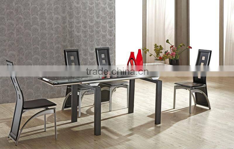 8 Seater tempered glass retractable dining table