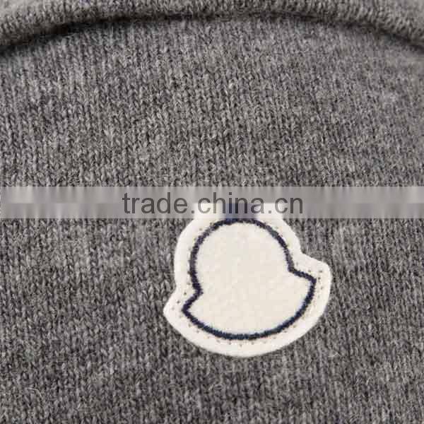 Custom grey wool pom pom beanies